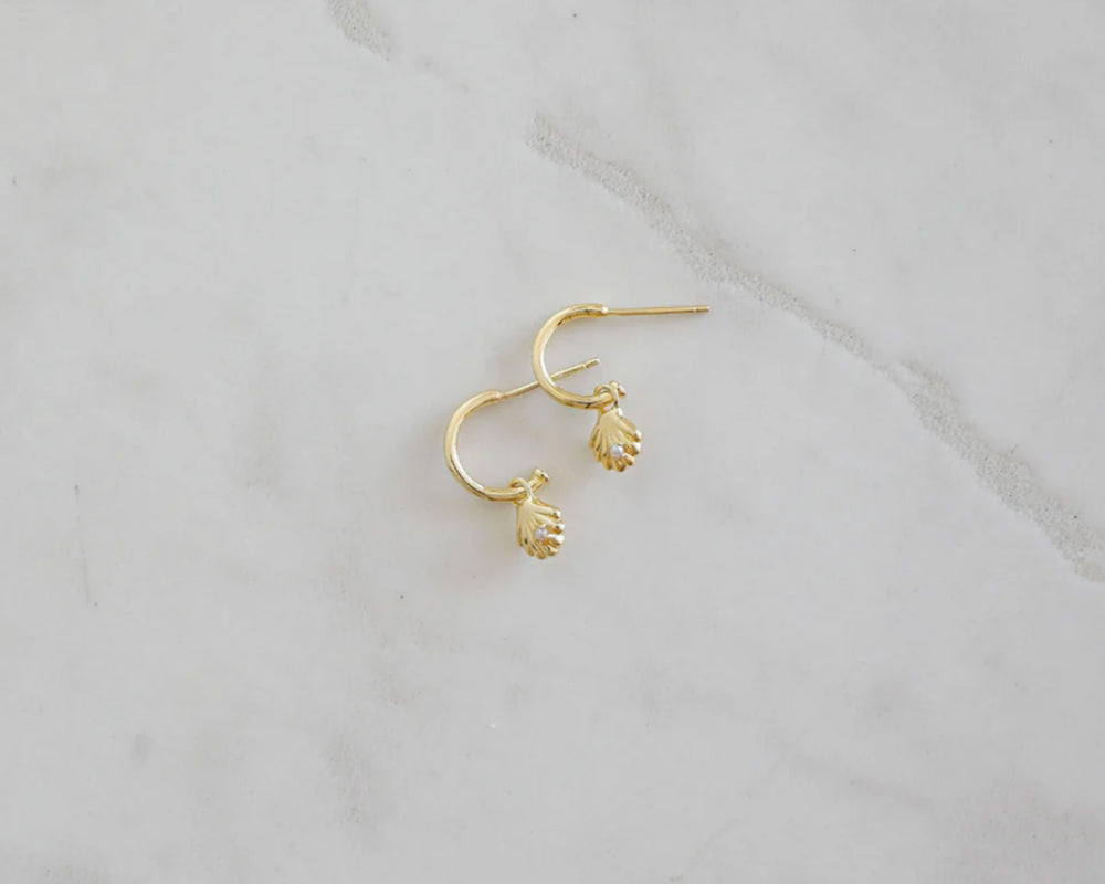 Sophie | She Shell Hoop Studs | Gold