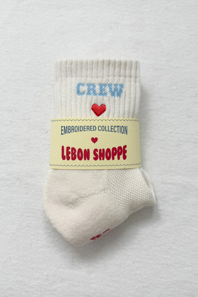 Le Bon Shoppe | Embroidered Crew Sock | Vanilla