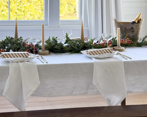 Bauble Linen Table Cloth | White