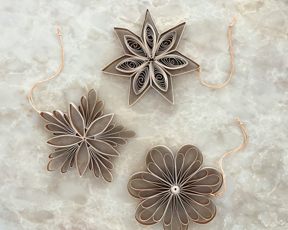 Quilling Star Hanging Christmas Decoration | Set of 3 | Biscotti