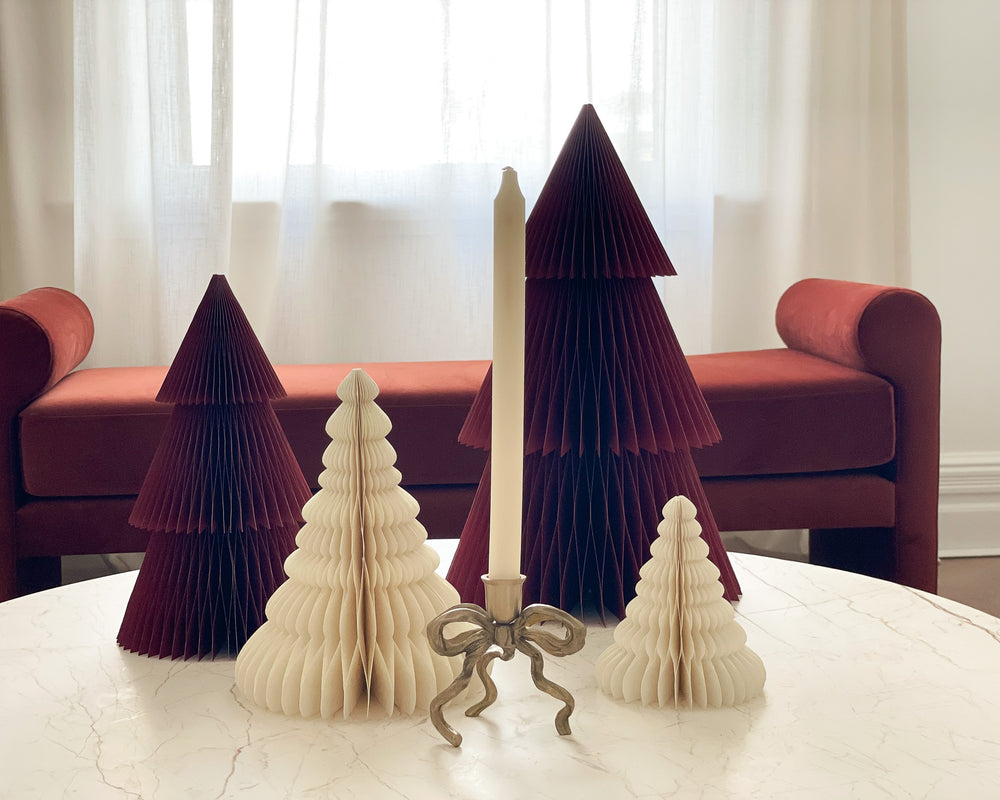 Standing Paper Tree Christmas Decoration | Ivory | 24cm