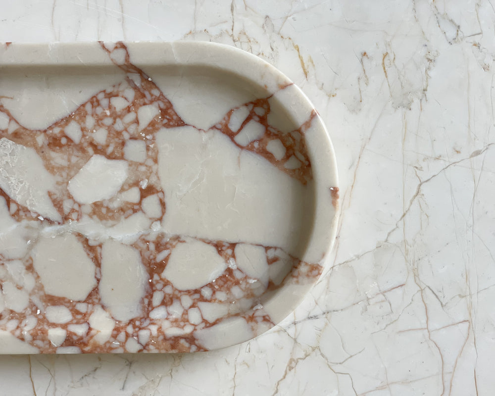Breccia Marble Oval Tray