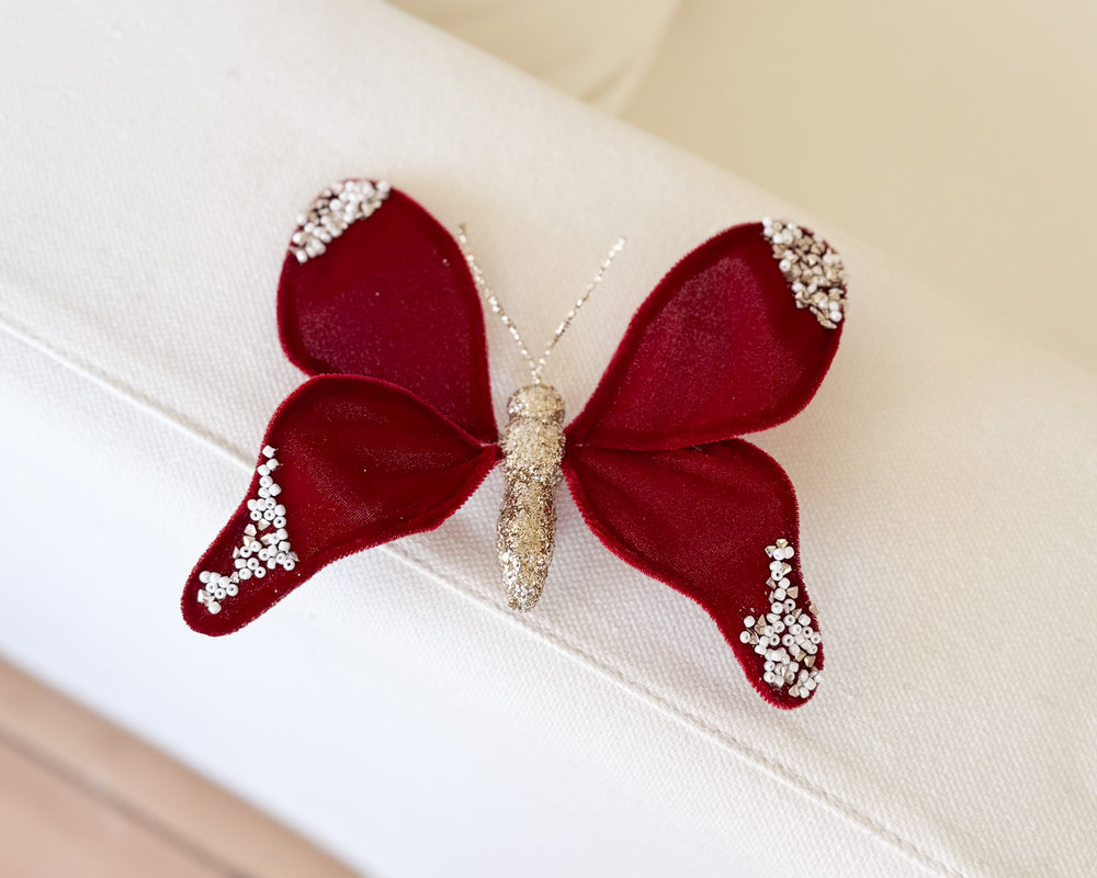 Luxe Butterfly Decoration | Burgundy & Gold