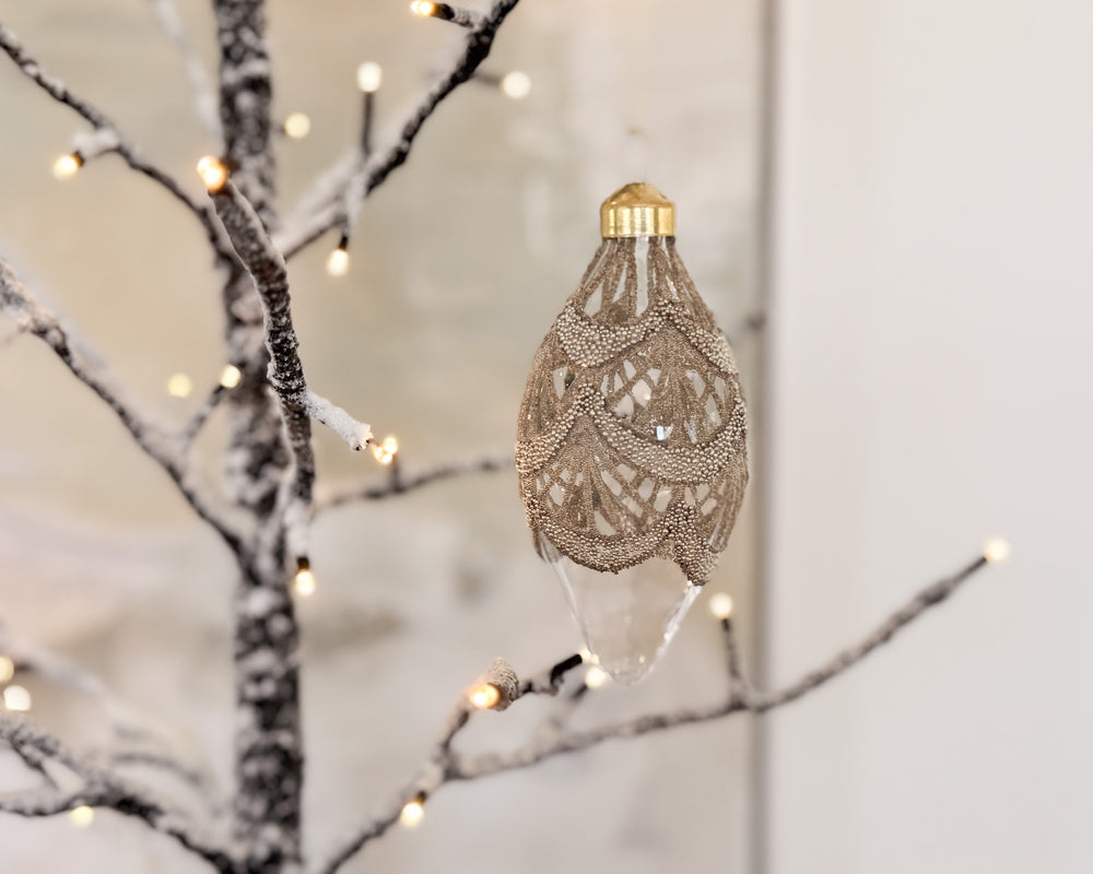 Champagne Lace Drop Bauble