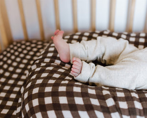 Leni The Label | Fitted Cot Sheet | Choc Gingham