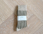 Yahae Socks | Organic Cotton Mohair Stripe | Olive