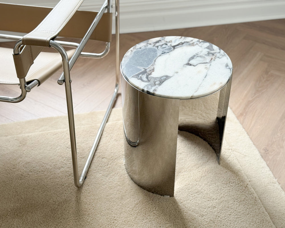 Crescent Stainless & Marble Side Table