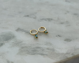 Baguette Sleeper Earrings | Emerald & Gold