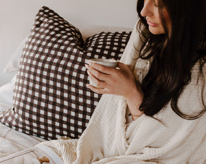 Leni The Label | Muslin Euro Pillowcase | Choc Gingham