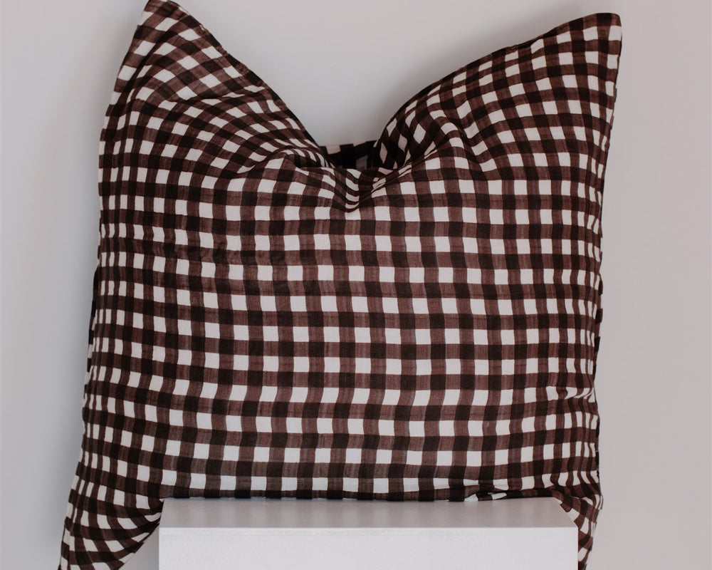 Leni The Label | Muslin Euro Pillowcase | Choc Gingham