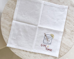 Embroided Linen Napkin | Gin & Tonic