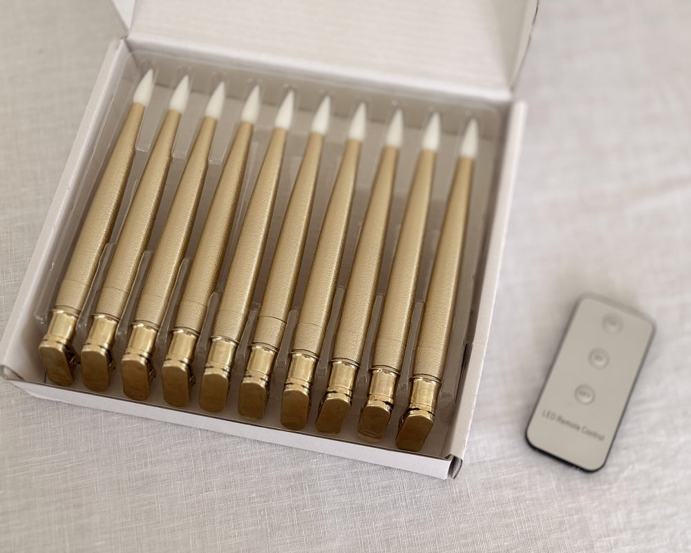 Gold Taper Clip Candles | Set of 10