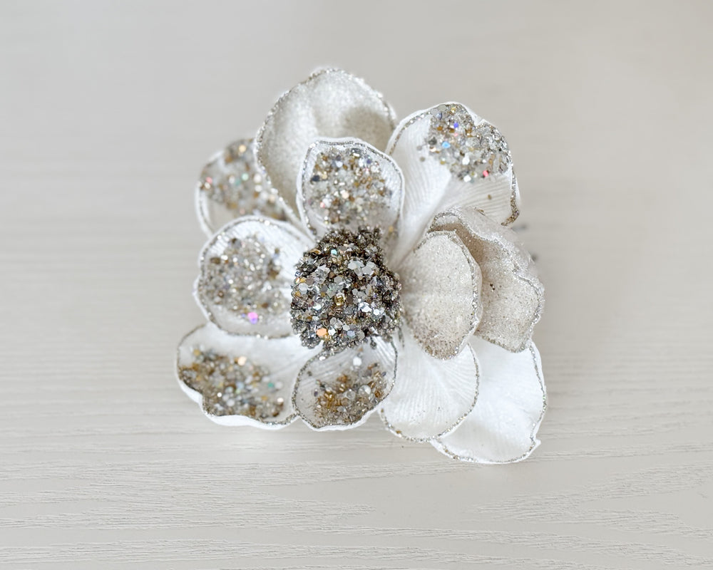 Grand Jewelled Magnolia Flower Clip