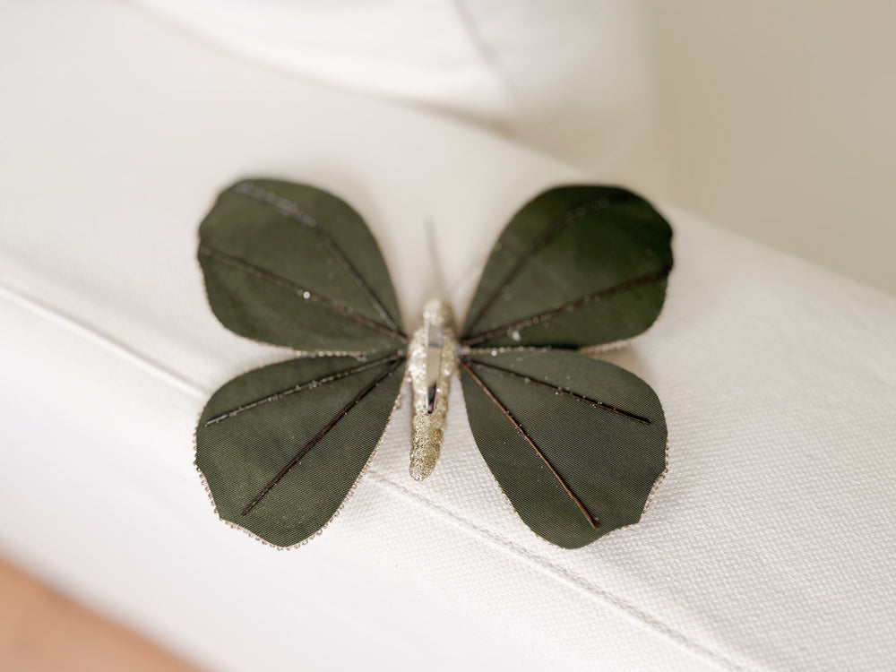 Luxe Butterfly Clip Decoration | Green & Gold