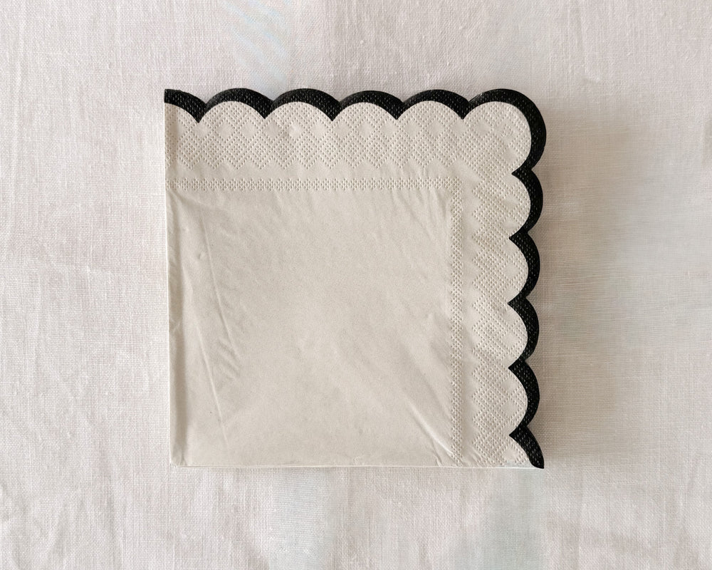 Halcyon Paper Napkin| Ivory & Black | 20 pack