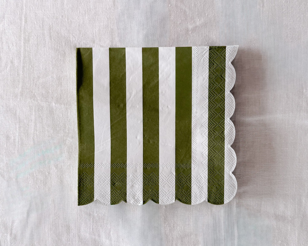 Carnival Paper Napkin | Olive Stripe | 20 pack