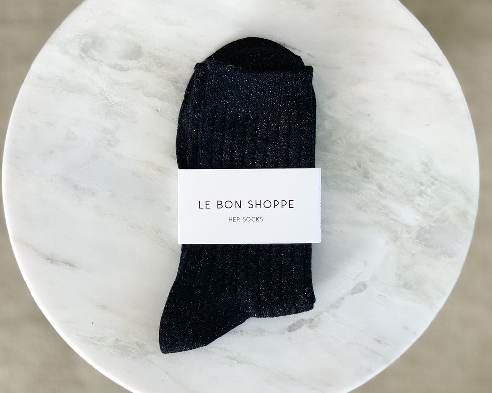 Le Bon Shoppe | Her Socks | Lurex Copper Black