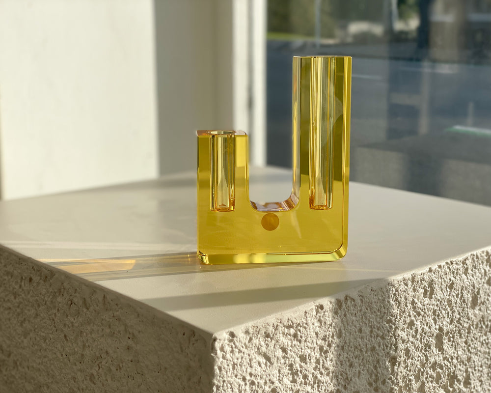 Hubsch Crystal Vase | Light Amber