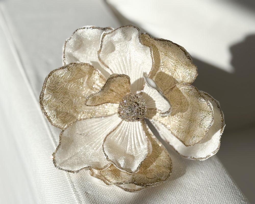 Jewelled Magnolia Flower Clip