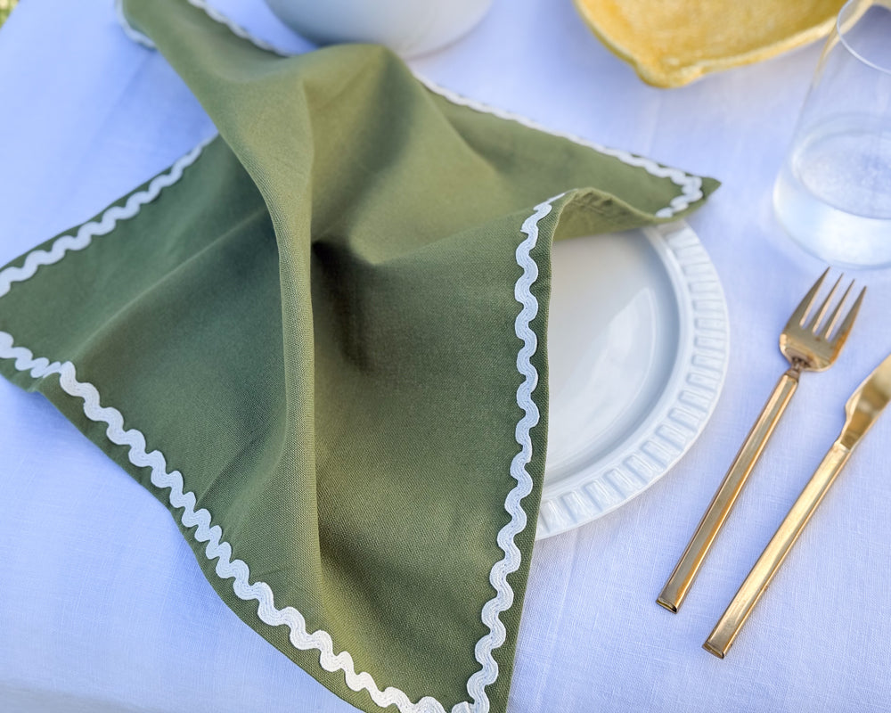 Laurent Cotton Napkins | Olive | Set of 4