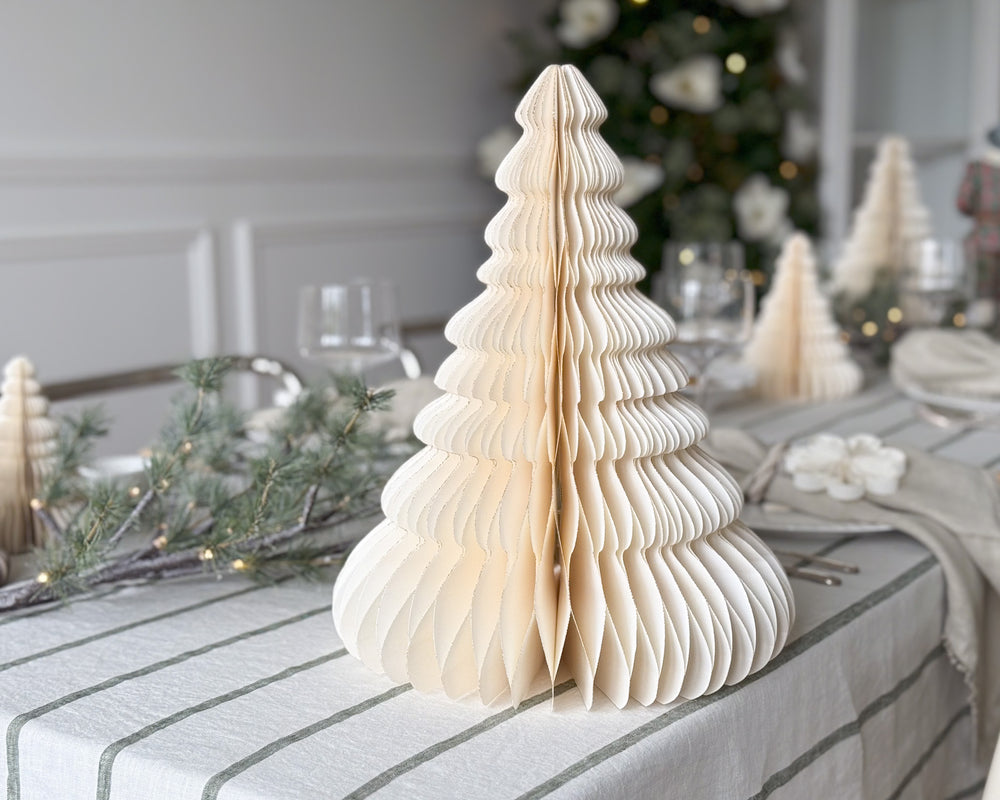 LED Paper Tree with Gold Edge | Ivory