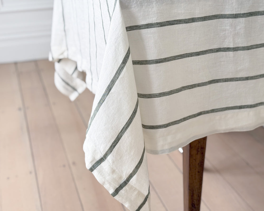 Linen Table Cloth | Lichen Stripe