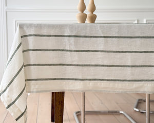 Linen Table Cloth | Lichen Stripe