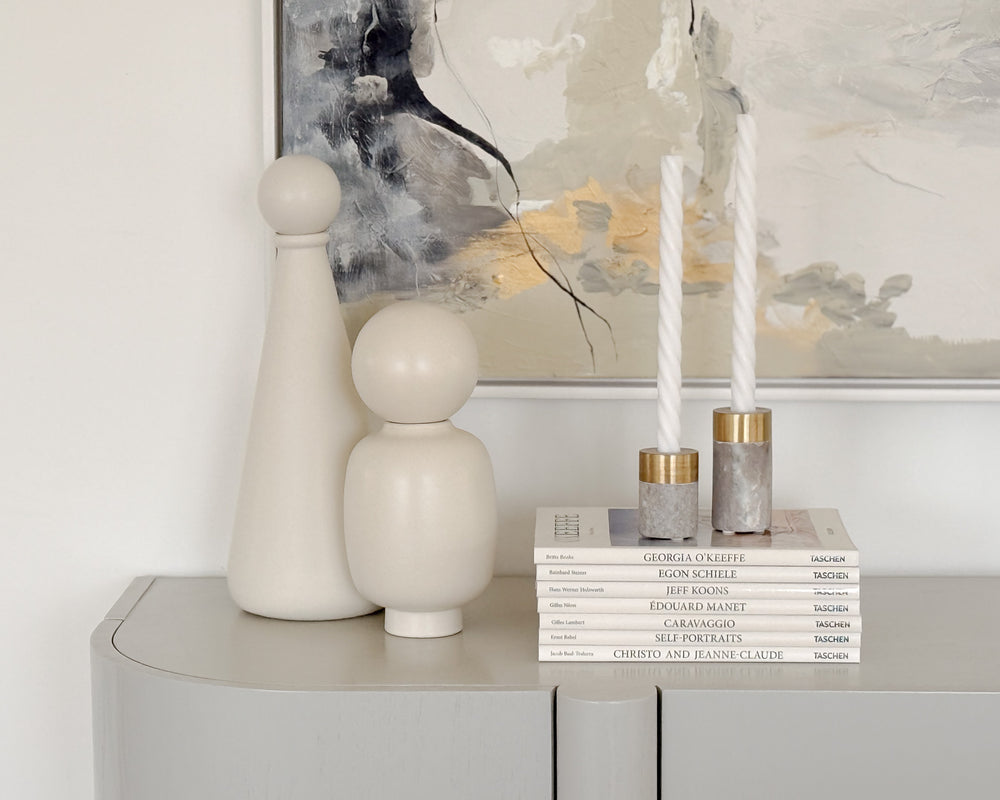 Luca Marble & Brass Candle Holder Set