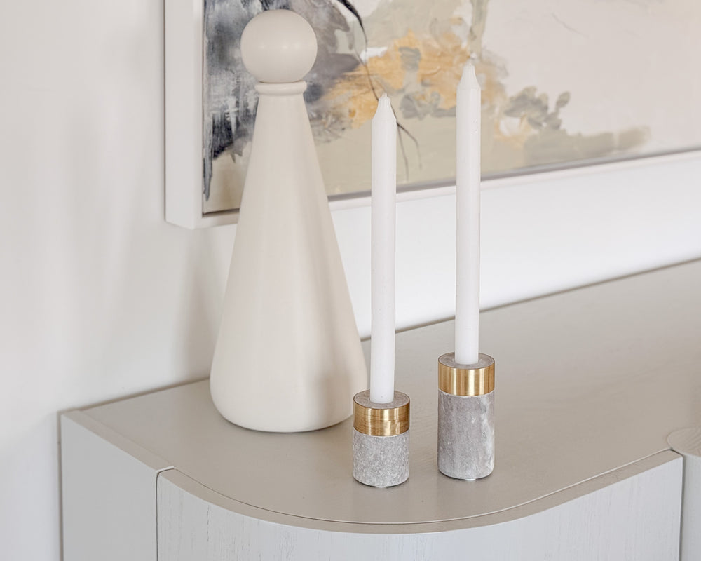 Luca Marble & Brass Candle Holder Set