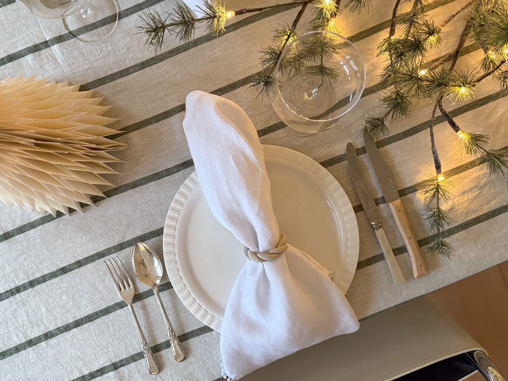 Linen Table Cloth | Lichen Stripe