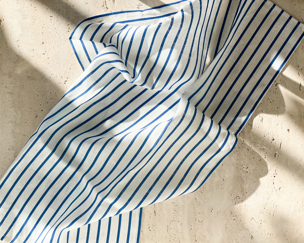 Linen Tea Towel | French Nautical Navy Stripe