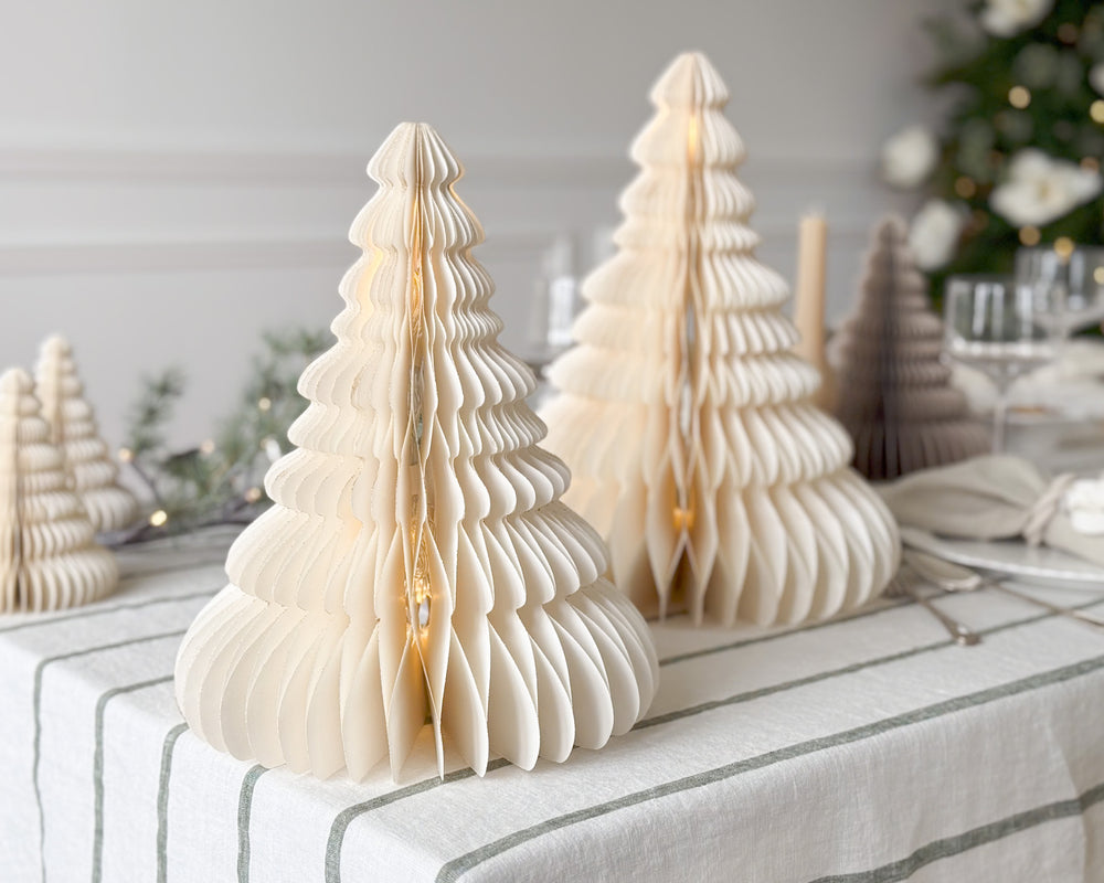 LED Paper Tree with Gold Edge | Ivory