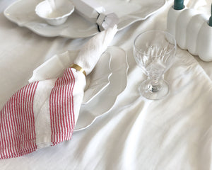 Linen Tea Towel | Red & White Stripe