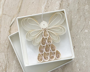 Quilling Angel Hanging Christmas Decoration | Ivory