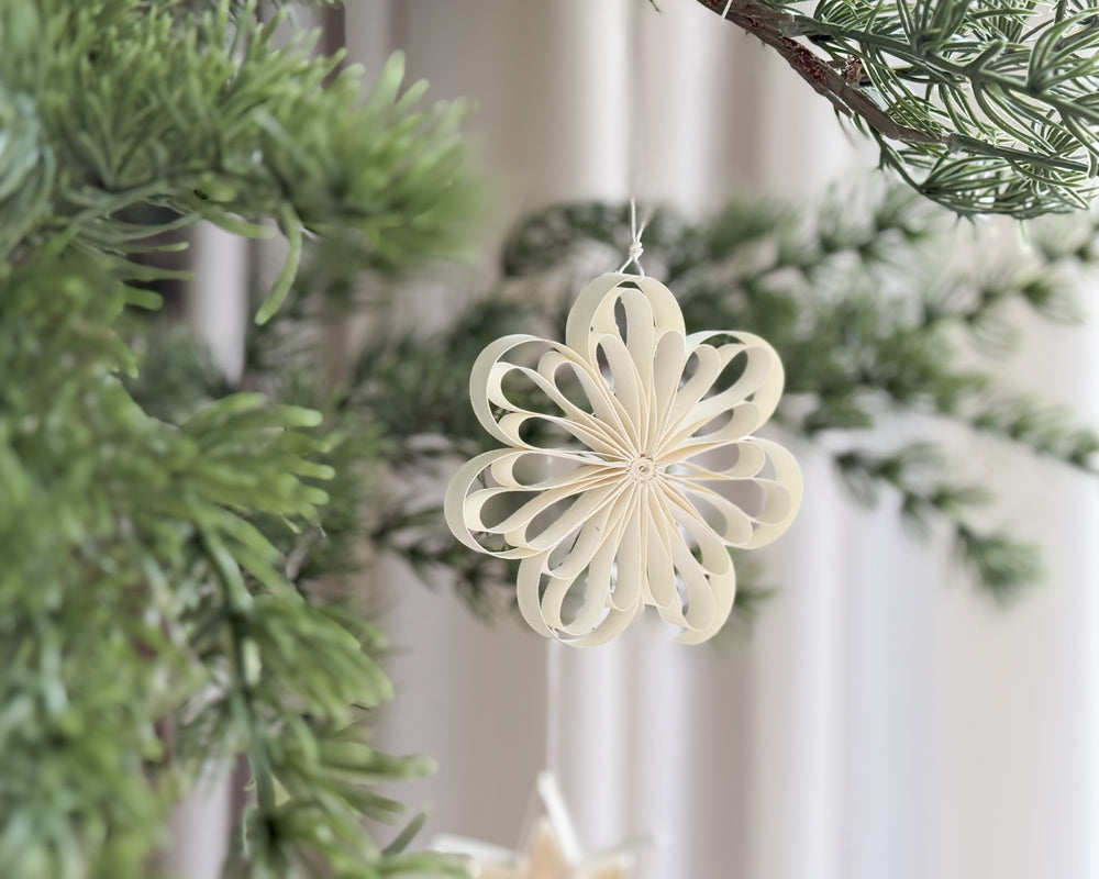 Quilling Star Hanging Christmas Decoration | Set of 3 | Ivory