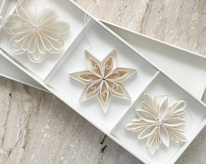 Quilling Star Hanging Christmas Decoration | Set of 3 | Ivory