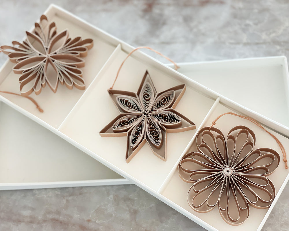 Quilling Star Hanging Christmas Decoration | Set of 3 | Biscotti