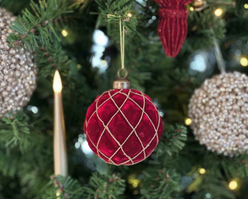 Burgundy Velvet Quilted Bauble