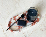Red Marble Oval Tray