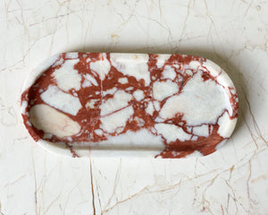 Red Marble Oval Tray