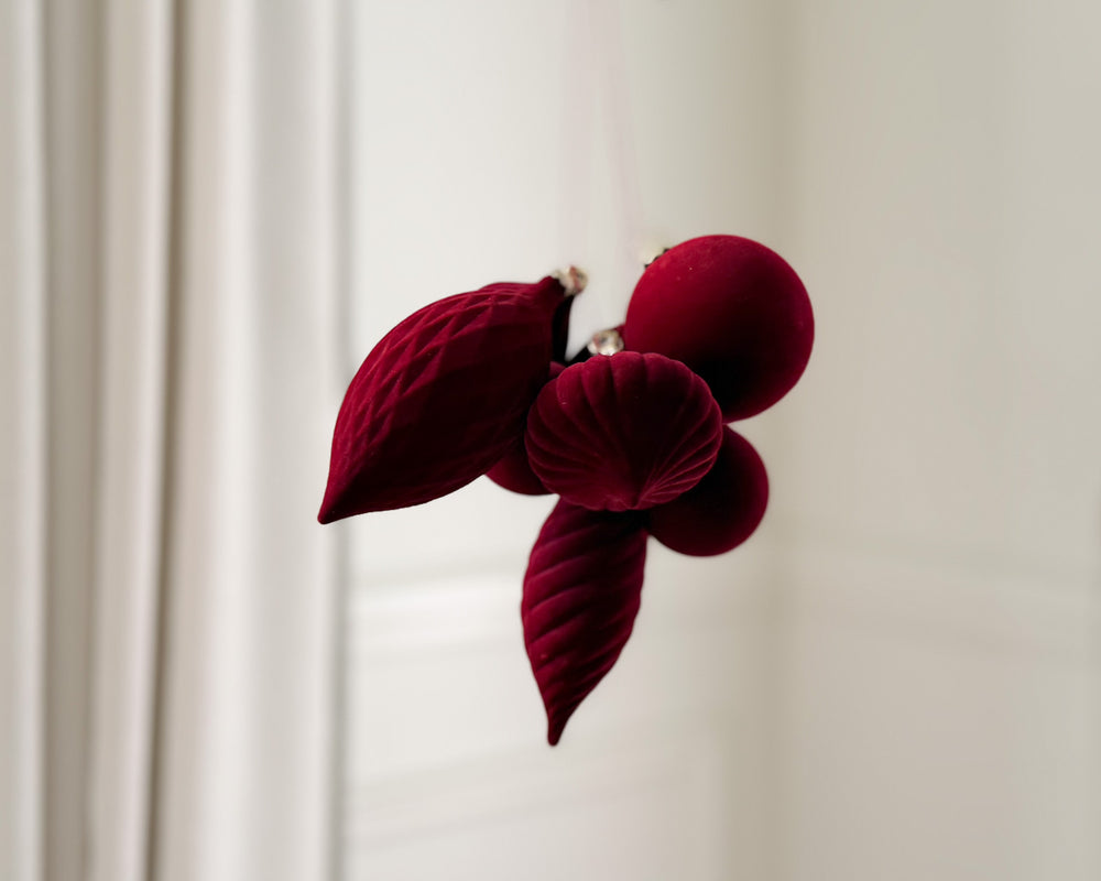 Velvet Bauble Decoration Set | Burgundy