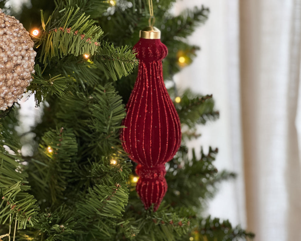 Burgundy Velvet Finial Decoration