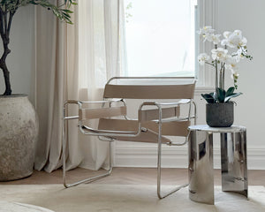 Crescent Stainless & Marble Side Table