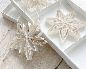 Quilling Star Hanging Christmas Decoration | Set of 3 | Ivory