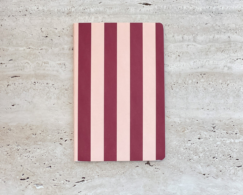 Peach & Burgundy Bold Stripe Notebook