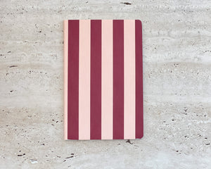 Peach & Burgundy Bold Stripe Notebook