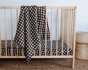 Leni The Label | Muslin Swaddle | Choc Gingham