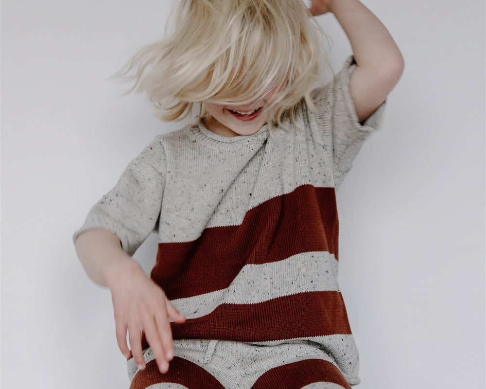 Leni The Label | All Day Knit Tee | Chocolate Stripe