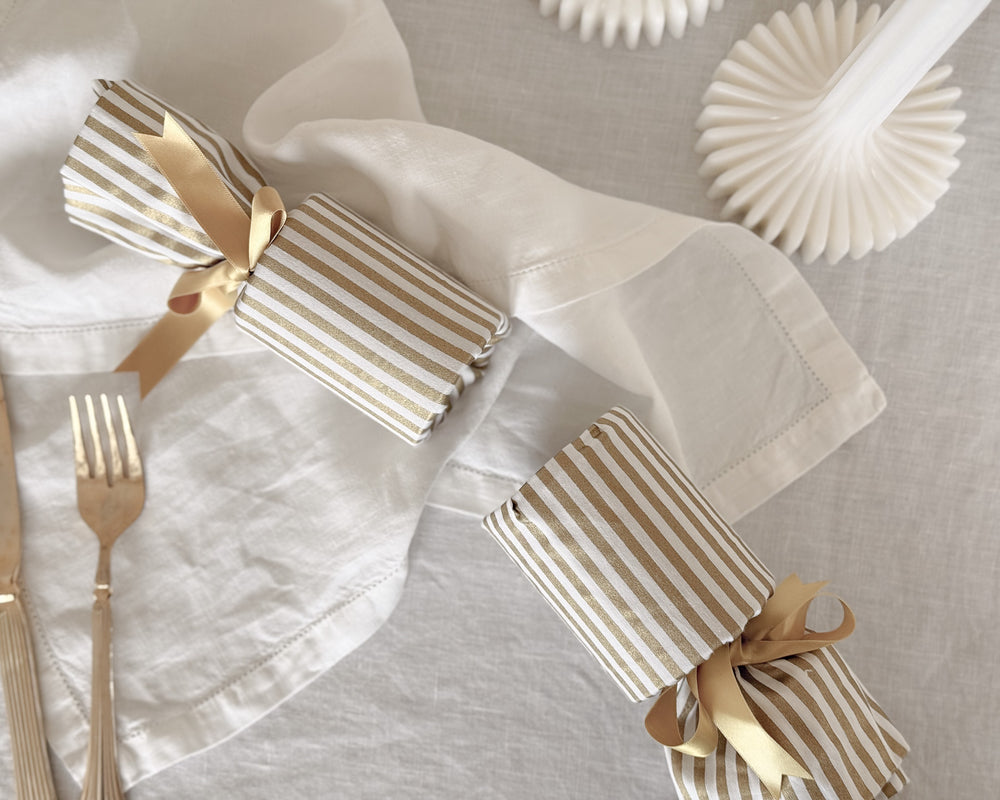 Reusable Christmas Crackers | Set of 6 | Gold Stripe