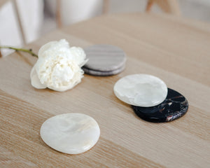 Black Blaze | Marble Coaster Set of 2 | White Onyx